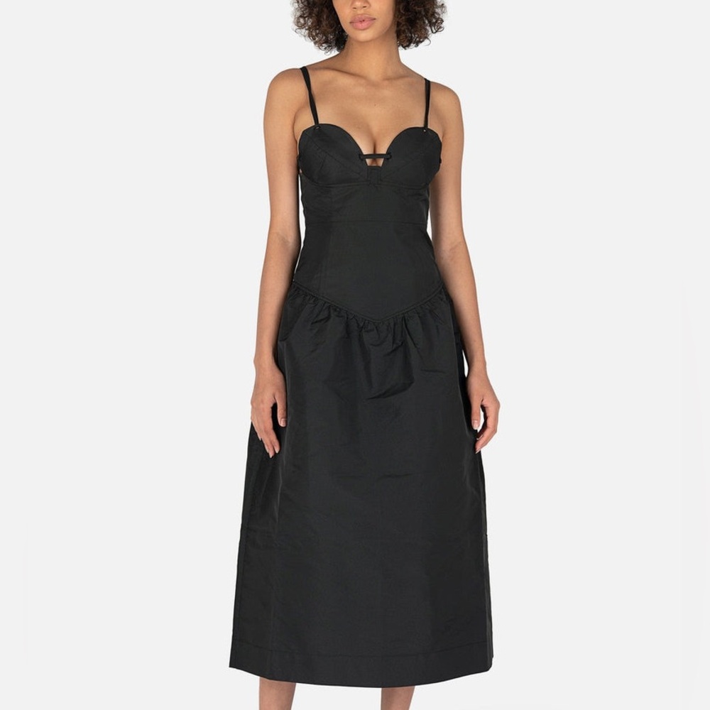 Perfect condition, GANNI evening dress in black taffeta SZ 38, US6